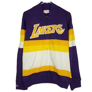 LA Lakers Mitchell & Ness NBA‎ XS XSmall Knit Sweater Purple Gold White New